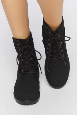 Faux Suede Lace-Up Booties
