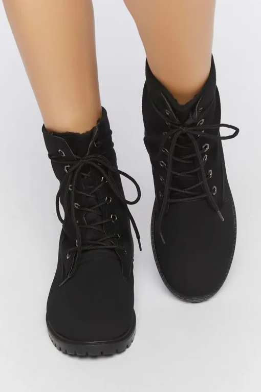 Faux Suede Lace-Up Booties