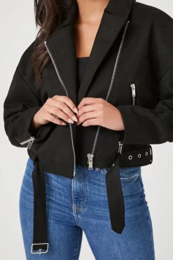 Faux Suede Moto Jacket