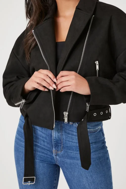 Faux Suede Moto Jacket