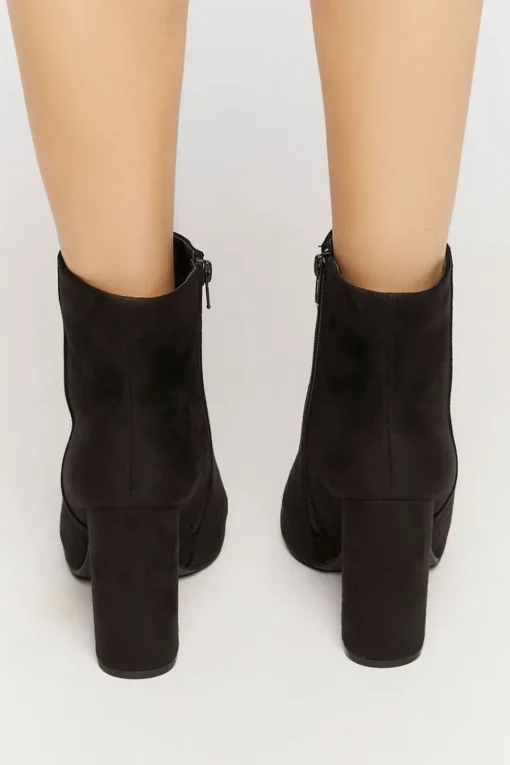 Faux Suede Peep-Toe Booties