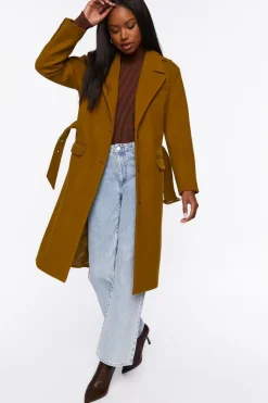 Faux Wool Belted Trench Coat