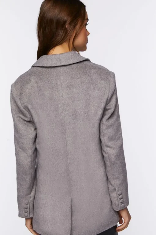 Faux Wool Double-Breasted Blazer