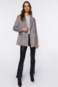 Faux Wool Double-Breasted Blazer