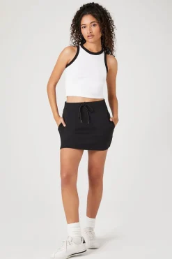 Fleece Drawstring Mini Skirt