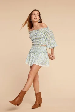 Floral Chiffon Smocked Skirt
