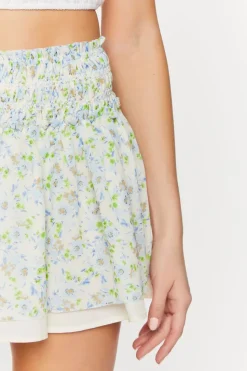 Floral Chiffon Smocked Skirt
