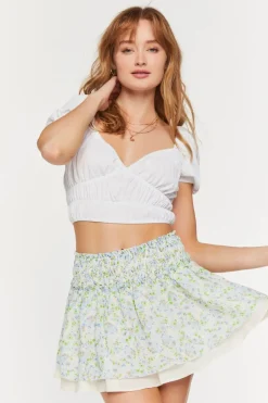 Floral Chiffon Smocked Skirt