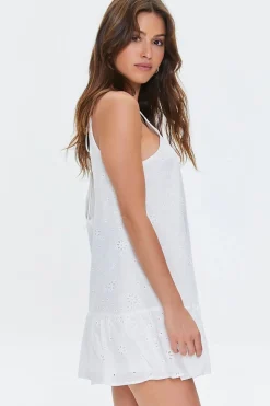 Floral Eyelet Tie-Back Mini Dress