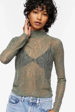 Floral Lace Mock Neck Top