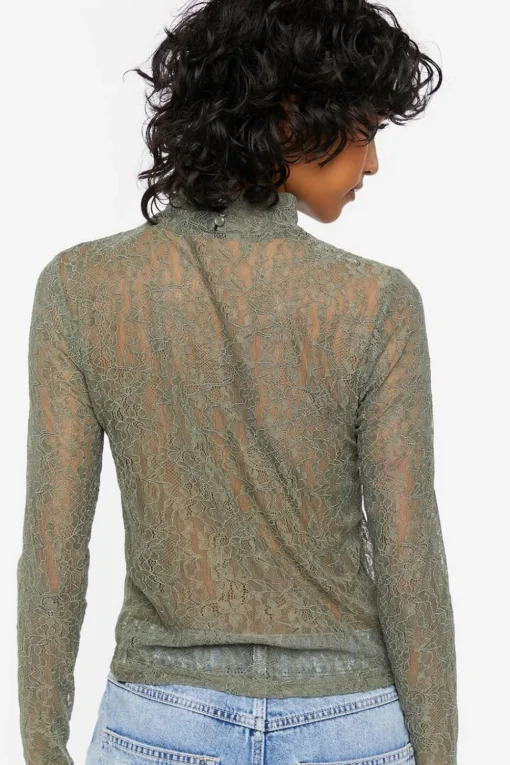 Floral Lace Mock Neck Top