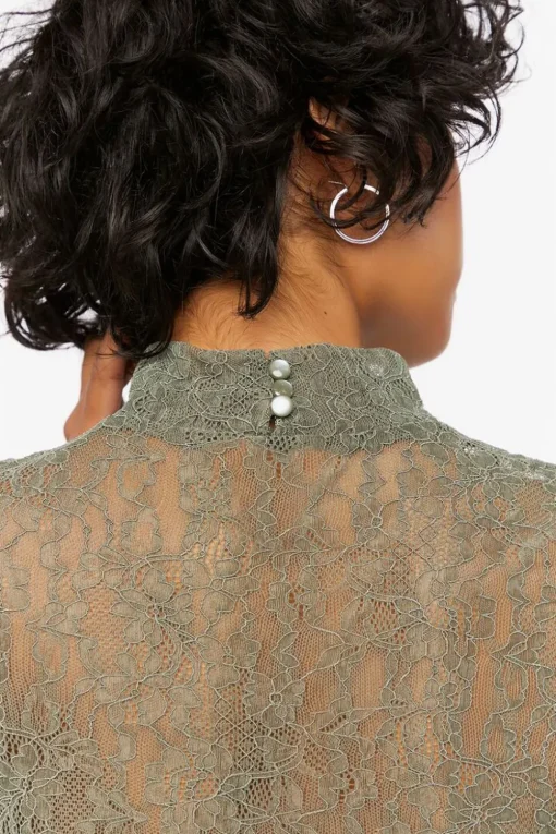 Floral Lace Mock Neck Top