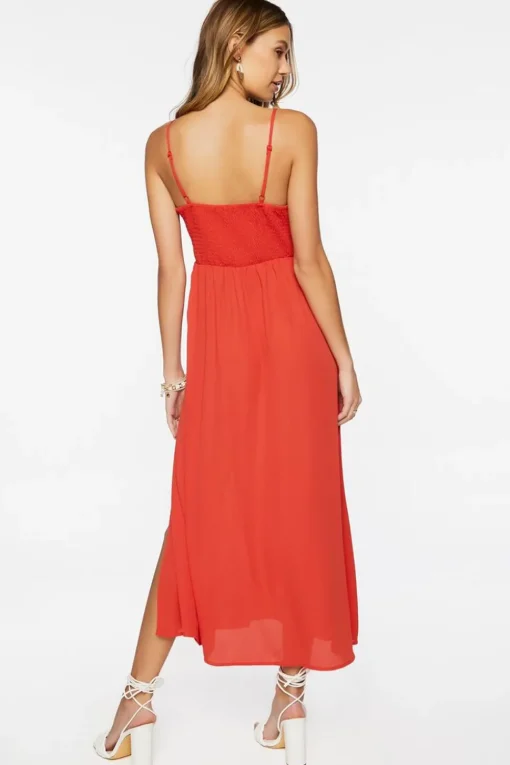 Floral Lace Slit Midi Dress