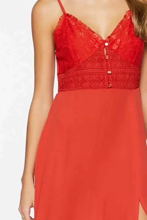 Floral Lace Slit Midi Dress