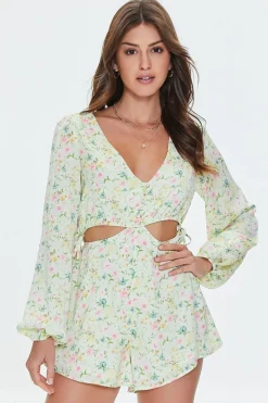 Floral Print Cutout Romper