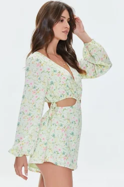 Floral Print Cutout Romper
