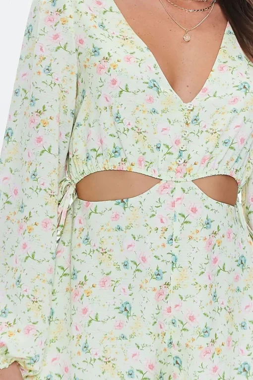Floral Print Cutout Romper