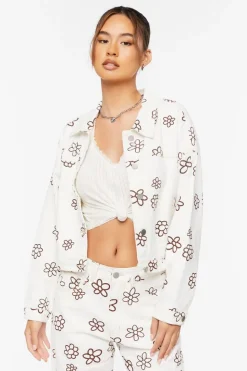 Floral Print Denim Trucker Jacket