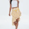 Floral Print High-Low Skirt