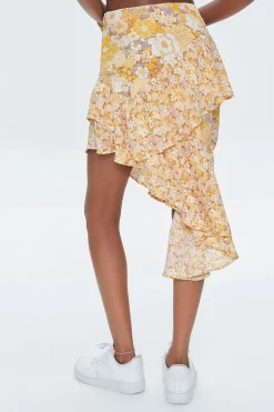 Floral Print High-Low Skirt