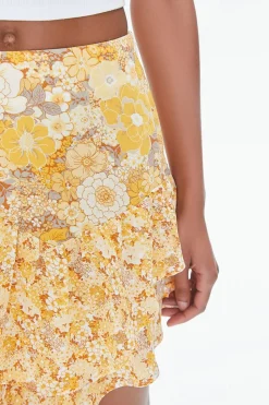 Floral Print High-Low Skirt