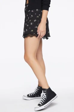 Floral Print Mesh Mini Skirt