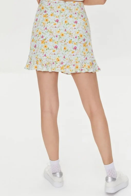 Floral Print Mini Skirt
