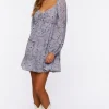 Floral Print Peasant-Sleeve Mini Dress