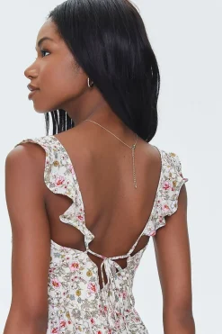 Floral Print Ruffle-Trim Romper