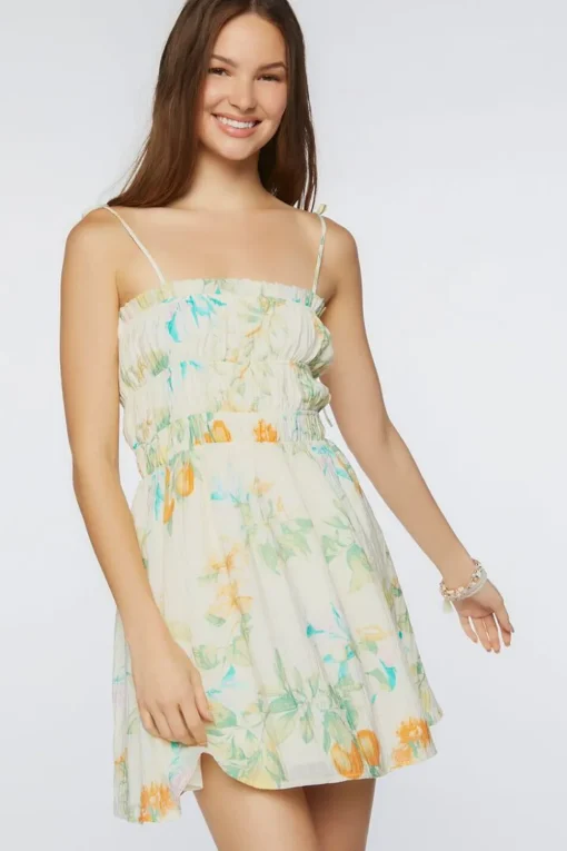 Floral Print Tie-Strap Mini Dress