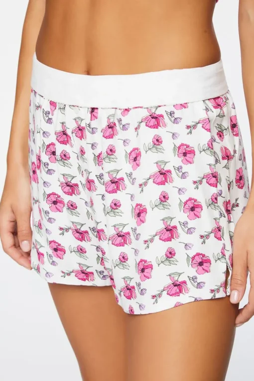 Floral Print Twill Pajama Shorts