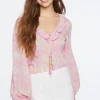 Floral Self-Tie Cowrie Tassel Top