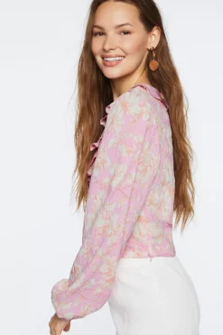 Floral Self-Tie Cowrie Tassel Top