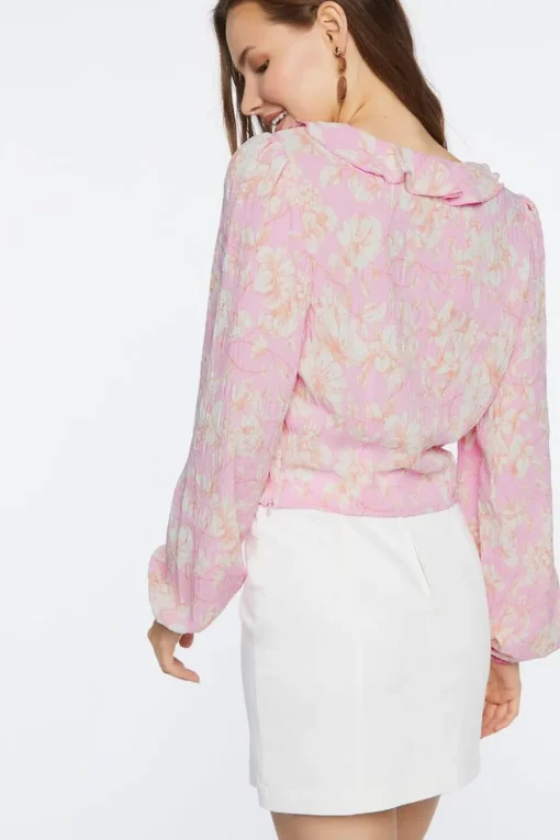 Floral Self-Tie Cowrie Tassel Top