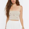 Floral Sweater-Knit Cropped Cami