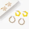 Flower & Twisted Hoop Earring Set
