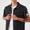 Fringe-Trim Denim Vest