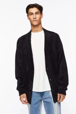 Fuzzy Knit Cardigan Sweater