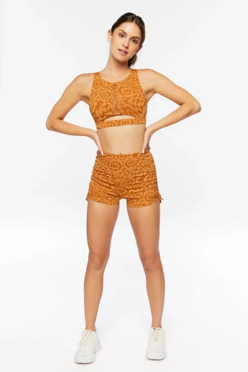 Geo Print Longline Sports Bra