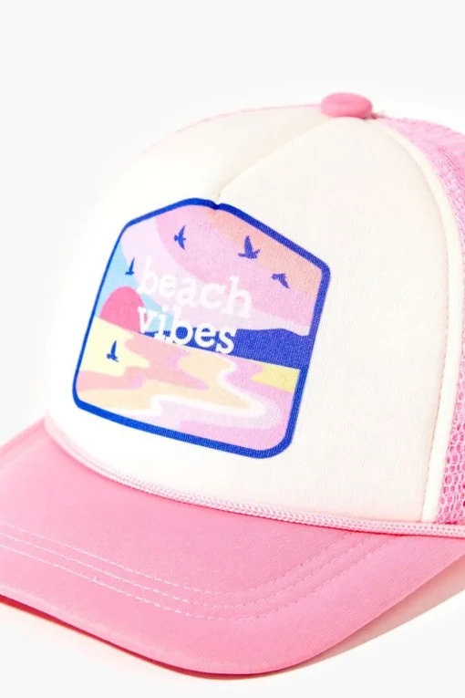 Girls Beach Vibes Graphic Trucker Hat (Kids)
