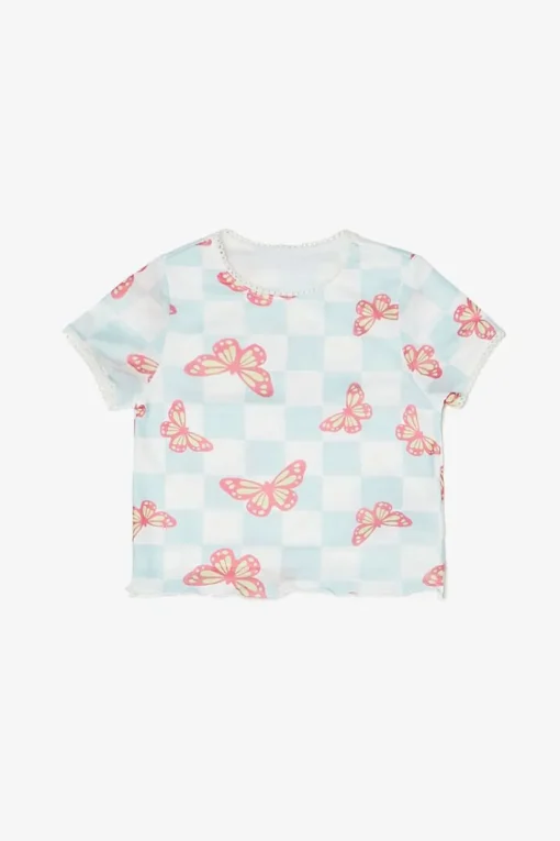 Girls Checkered Butterfly Tee (Kids)