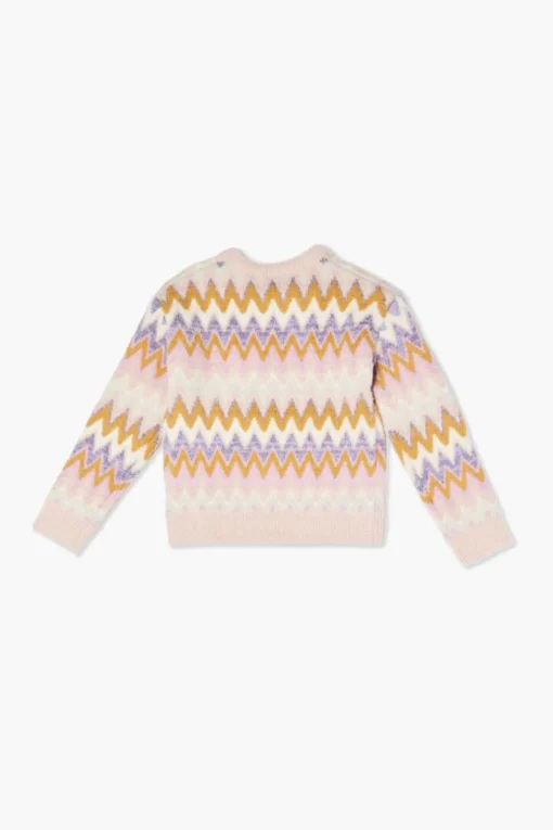 Girls Chevron Fuzzy-Knit Sweater (Kids)