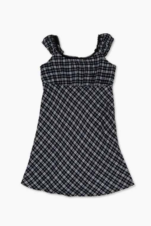 Girls Plaid Cap-Sleeve Dress (Kids)