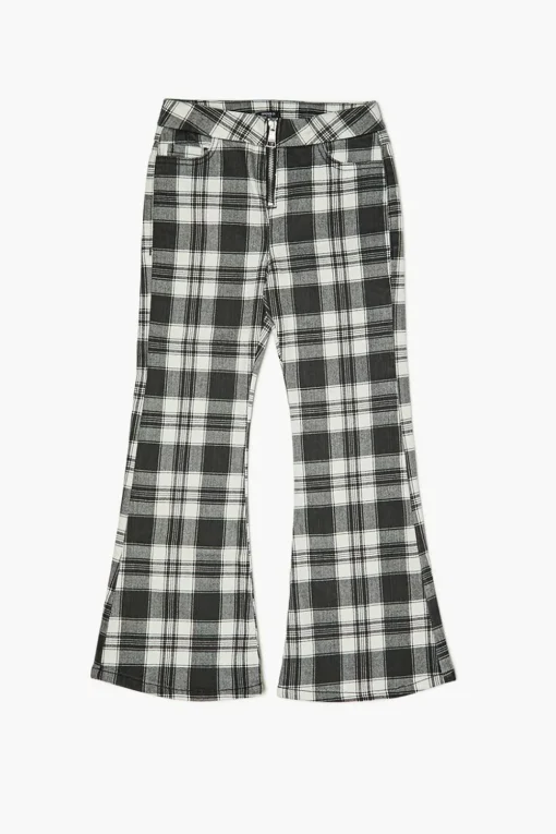 Girls Plaid Flare Pants (Kids)