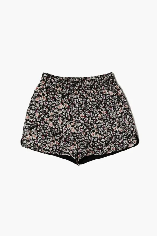 Girls Quilted Floral Print Shorts (Kids)