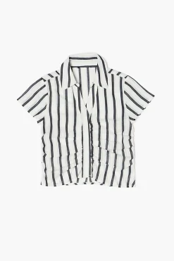 Girls Ruched Striped Shirt (Kids)