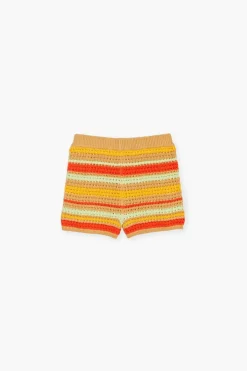 Girls Striped Crochet Shorts (Kids)
