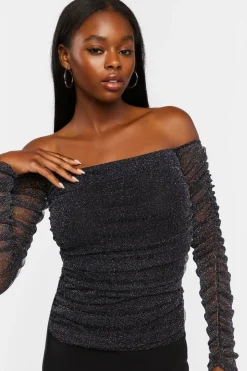 Glitter Knit Off-The-Shoulder Top