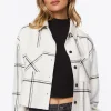 Grid Plaid Cropped Flannel Shirt