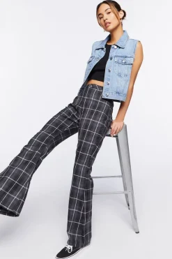 Grid Plaid Flare Pants